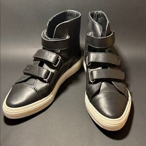 J/Slides NYC Black Leather High-Top Sneakers 38